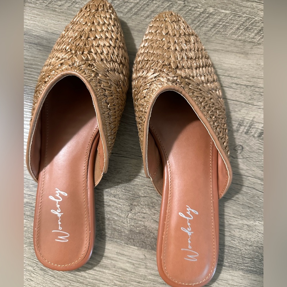 Wonderly Braided Slip-On Sandals in Beige and Brown